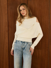 Cold-Shoulder Criss Cross Panel Sweater